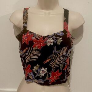Charlotte Russe Palm Crop Top Size Small